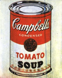 Towards the end of the 1950s, Warhol's experiments grew more and more unusual. He spent more time painting than he had in the past. Finally, in 1961, Wahol was ready to share his vision with the world: the famous Pop Art. He had become fascinated by advertisements and brands, and his brightly-coloured, unique graphical style showed them off in a fresh new way.