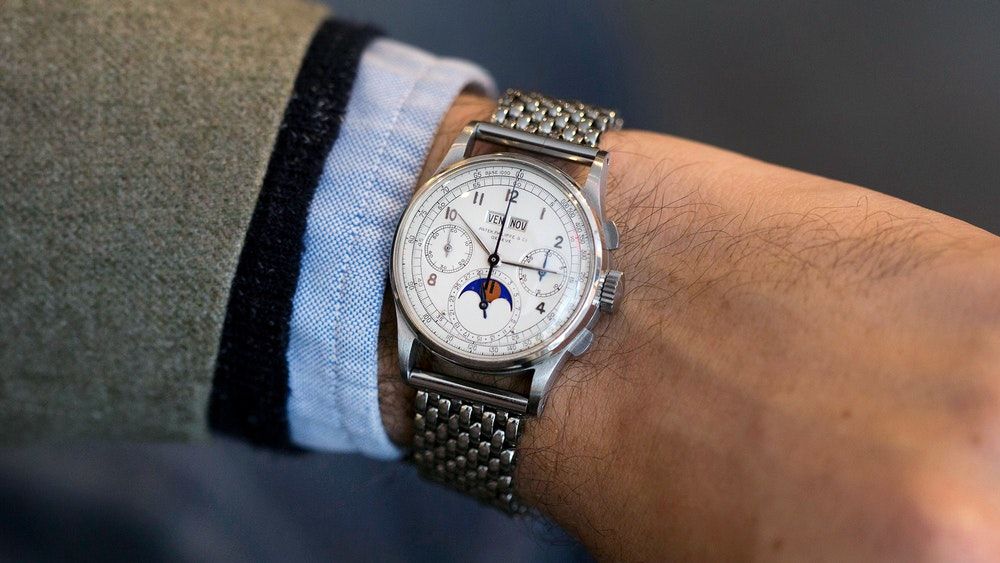 Patek Philippe Ref_ 1518 In Stainless Steel - another of the highest priced Patek Phillipe watches sold on auction