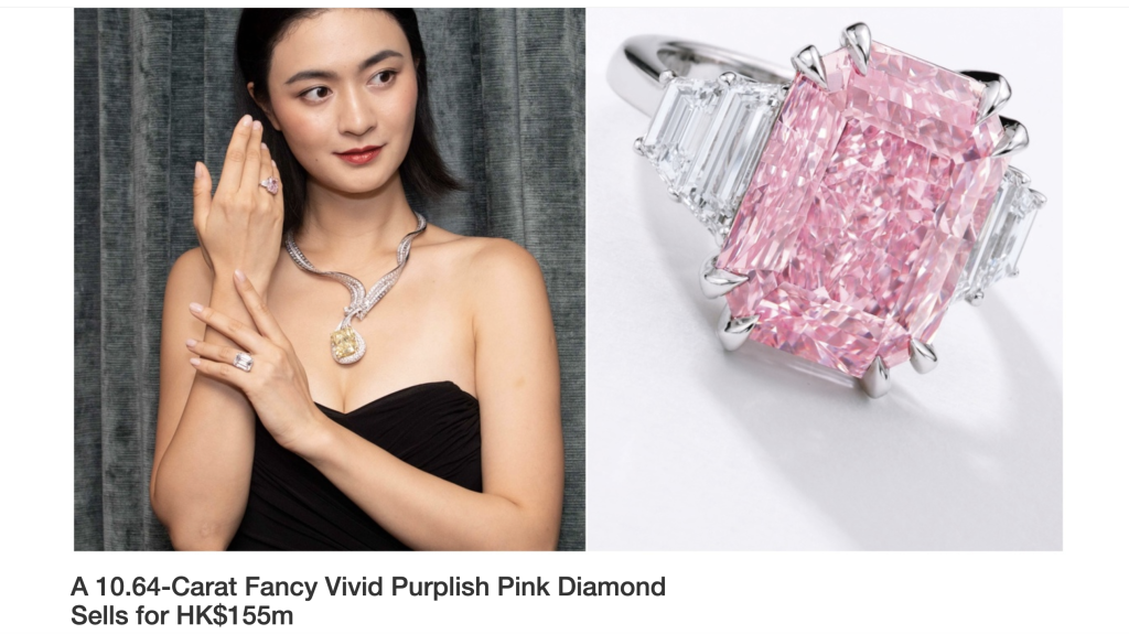 A 10.64-Carat Fancy Vivid Purplish Pink Diamond Sells for HK$155m