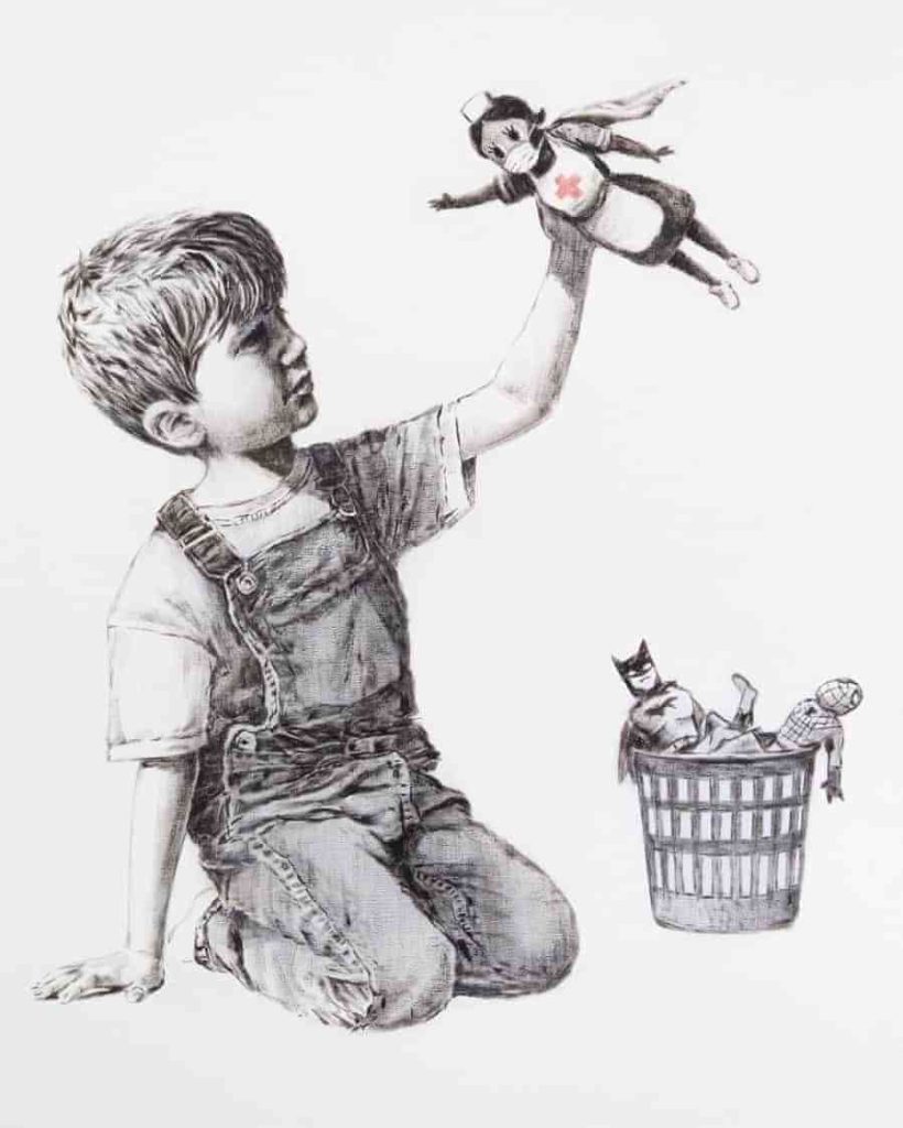 Banksy one of his most famous and expensive painting to date (as of 2025)